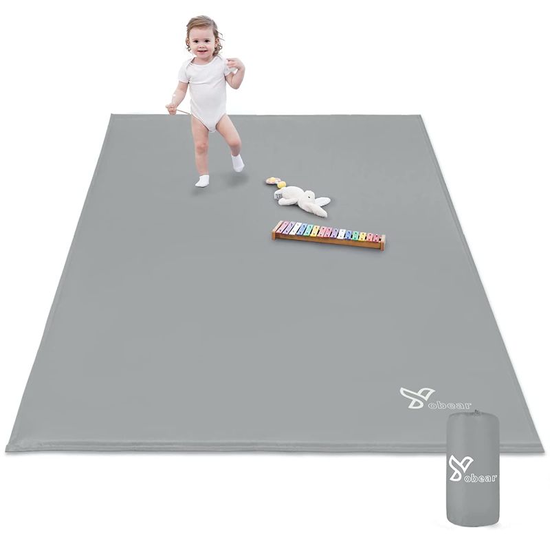 Photo 1 of Yobear Baby Playpen Mat, 71"x 59"x 1.18“ Self-Inflating Play Mat for Babies and Toddlers, Roll Up & Waterproof Foam Crawling Mat for Floor, Portable Playmat for Babies with Travel Bag