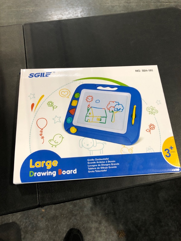 Photo 3 of SGILE Magnetic Drawing Board Toy for Kids, Large Doodle Board Writing Painting Sketch Pad, Blue Blue 42*32cm