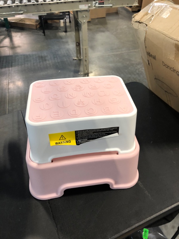 Photo 1 of BlueSnail Double up Step Stool for Kids, Anti-Slip Sturdy Toddler Two Step Stool for Bathroom, Kitchen and Toilet Potty Training Pink