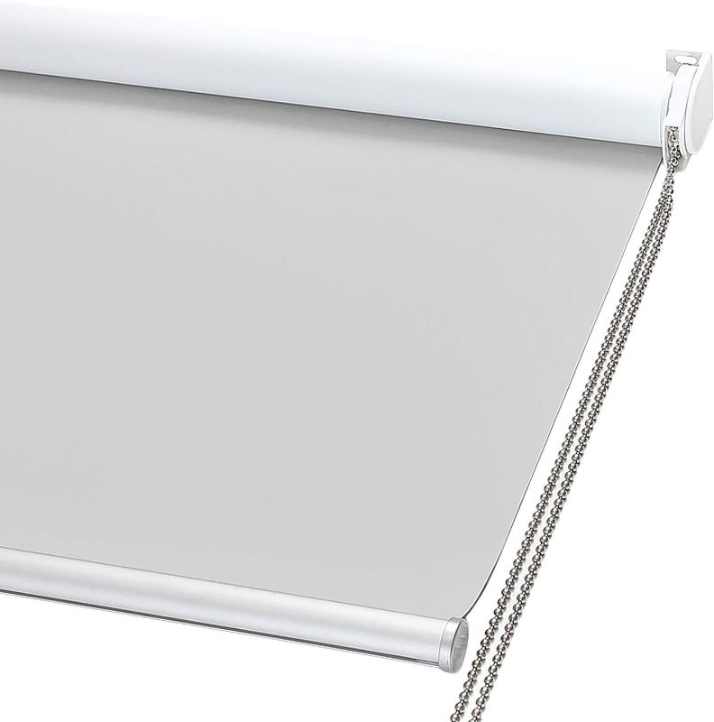 Photo 1 of ChrisDowa 100% Blackout Roller Shade, Window Blind with Thermal Insulated, UV Protection Fabric. Total Blackout Roller Blind for Office and Home. Easy to Install.Lightgrey,23" W x 72"