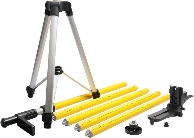 Photo 1 of Huepar 12 Ft./3.7m Telescoping Pole with 1/4-Inch by 20-Inch Laser Mount for Rotary and Line Laser Level, Adjustable Telescoping Pole with Tripod - 5/8"-11 Adapter Nut Included LP36
