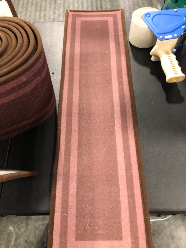 Photo 2 of Art3dwallpanels 15 Pack Stair Treads for Wooden Steps Indoor, 8"X30" Non Slip Stair Runners Rugs, Reusable Machine Washable Carpet Stair Treads, Indoor Mat for Kids Elders Pets, Reddish Brown 30 x 8 x 0.3 inches Brown 15