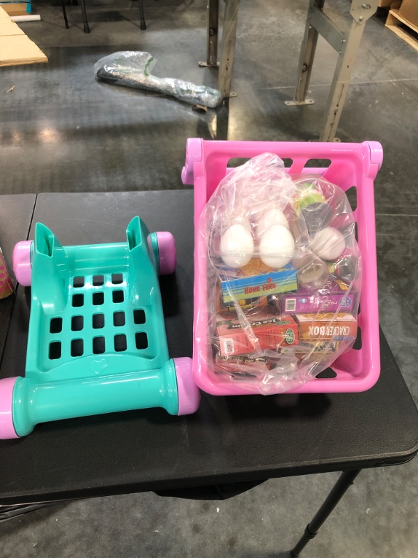 Photo 2 of Play Circle by Battat – Pink Shopping Day Grocery Cart – Toy Shopping Cart with Pretend Play Food Items – Realistic Kitchen Accessories for Kids Ages 3 and Up (30 Pieces)