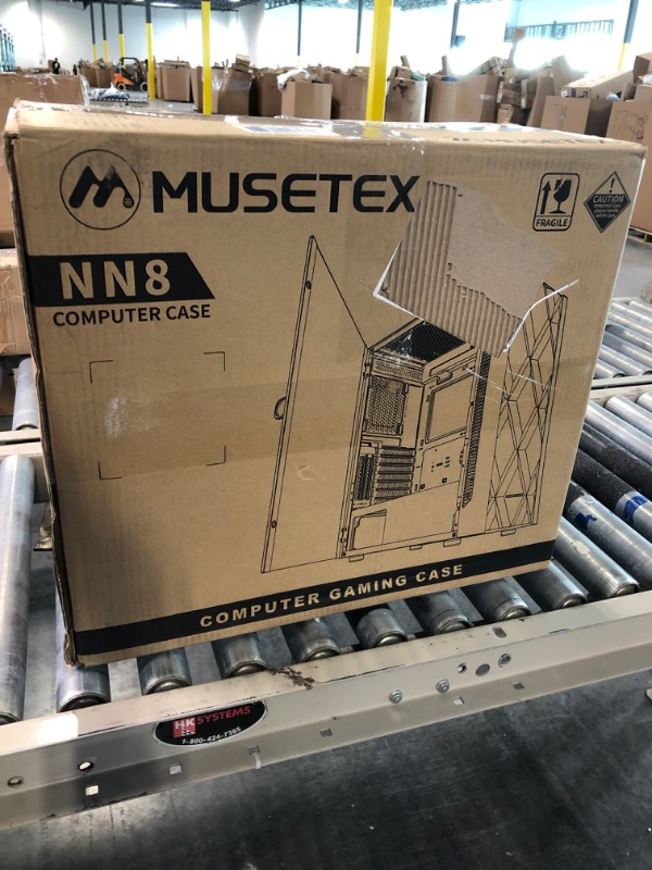 Photo 1 of MUSETEX ATX PC Case Mid-Tower with 6pcs 120mm ARGB Fans, Polygonal Mesh Computer Gaming Case with Type C, Opening Tempered Glass Side Panel, USB 3.0 x 2, Black, NN8.