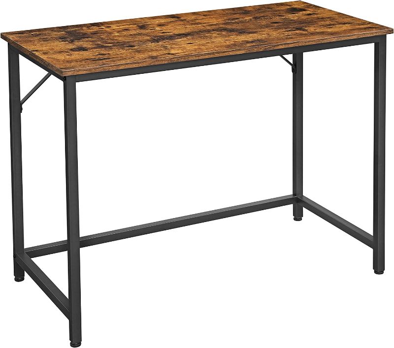 Photo 1 of VASAGLE 39-Inch Computer Writing Desk, Home Office Small Study Workstation, Industrial Style PC Laptop Table, Steel Frame, 39.4, Rustic Brown + Black