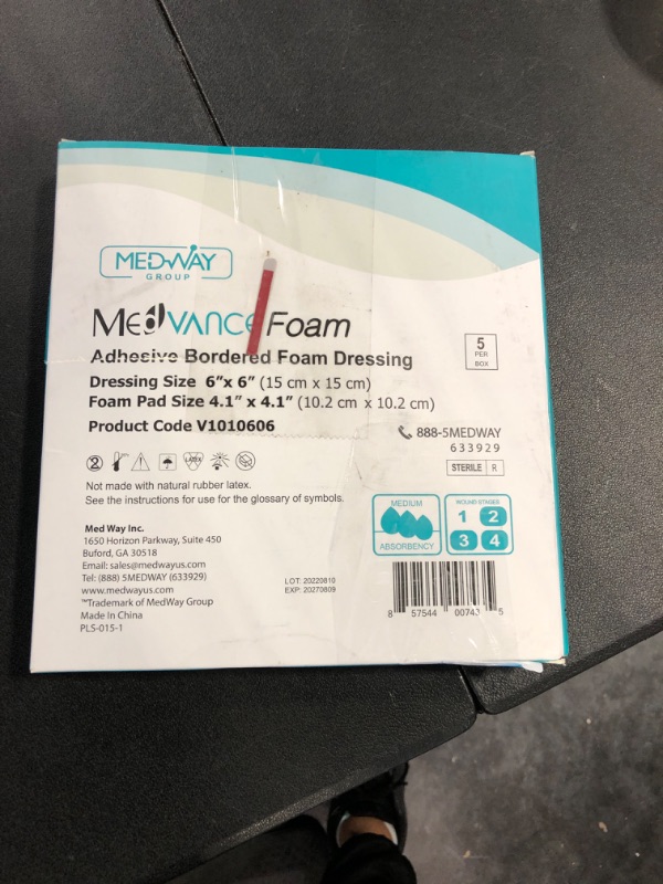 Photo 4 of MedVance TM Foam – Bordered Adhesive Hydrophilic Foam Dressinge 6"x6" (4.1"x4.1" Pad) Box of 5 dressings