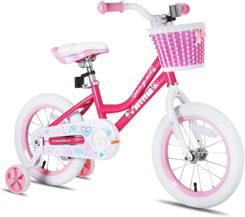 Photo 1 of JOYSTAR Angel Girls Bike for Toddlers and Kids Ages 2-9 Years Old, Kids Bike with Training Wheels & Basket, Girl Bicycle with Handbrake & Kickstand