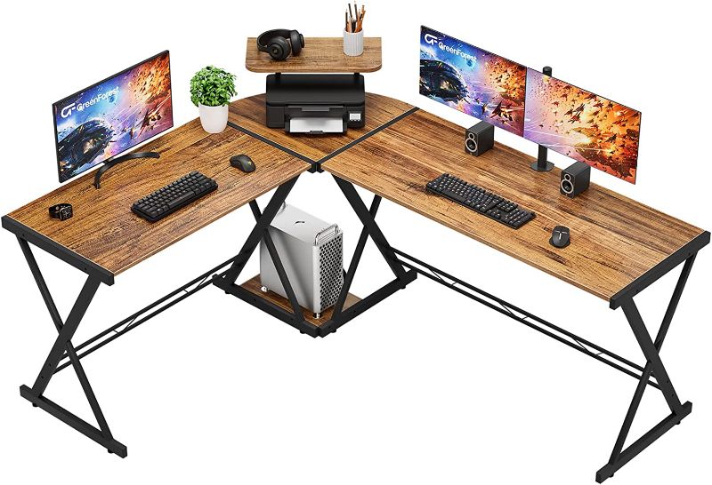 Photo 1 of GreenForest L Shaped Computer Desk Large Size Walnut