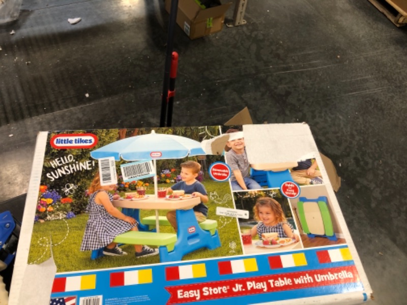 Photo 1 of Little Tikes Easy Store Jr. Picnic Table with Umbrella - Blue / Green