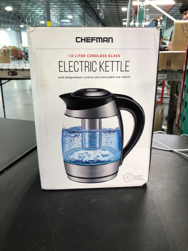 Photo 5 of Chefman Electric Kettle w/Temperature Control, Removable Tea Infuser, 5 Presets LED Indicator Lights, 360° Swivel Base, BPA Free, Stainless Steel, 1.8 Liters Temperature Control Stainless