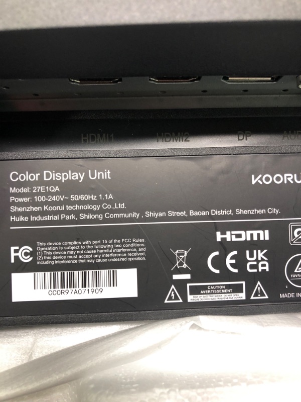 Photo 4 of Koorui 27 Inch Gaming Monitor