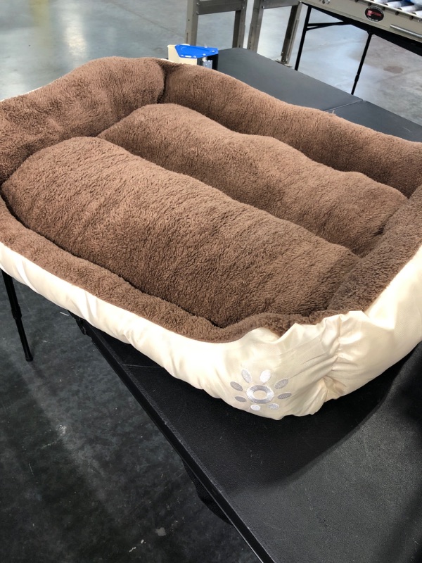 Photo 1 of Cream And Brown Pet Bed (35 in x 30 in)