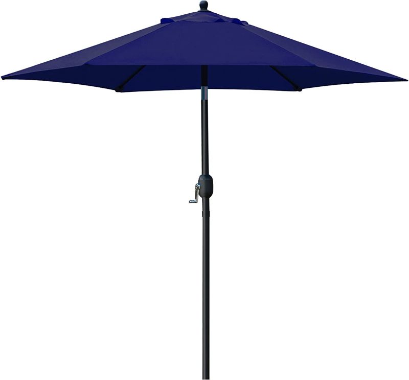 Photo 1 of 7.5' Patio Umbrella Outdoor Table Market Umbrella with Push Button Tilt/Crank, 6 Ribs (Navy Blue)