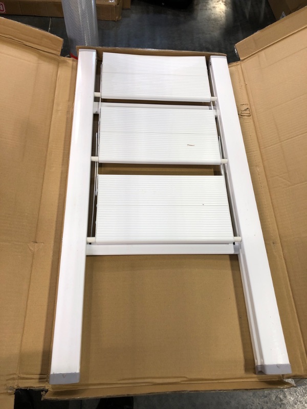 Photo 2 of 3 Step Ladder Folding Ladder Stool Portable Storage Rack Lightweight Aluminum Wide Anti Slip Pedal Multifunctional Household Adults & Kids Stepladder White 330lb 3 Step White