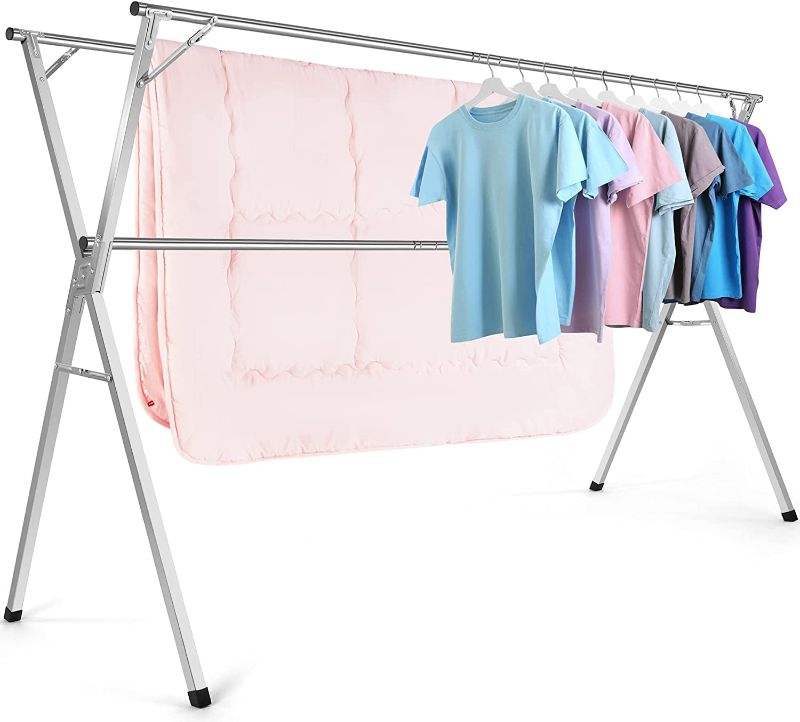 Photo 1 of Clothes Drying Racks, Upgraded Stainless Steel Laundry Drying Rack, Heavy Duty Collapsible Garment Rack, Clothes Storage Rack for Indoor Outdoor