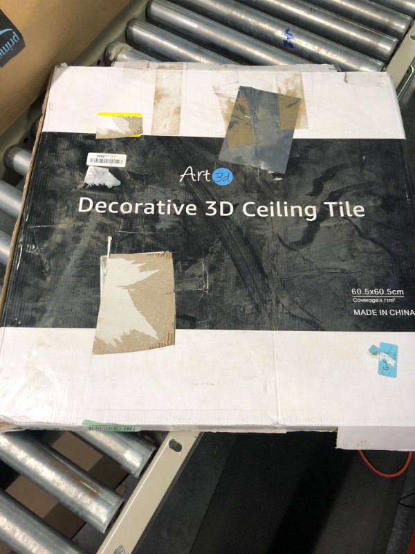 Photo 6 of Art3d Decorative Drop Ceiling Tile 2‘x2‘, Glue-up 3D Textured Ceiling Panel, Plastic Sheet in Black(12 Pack)