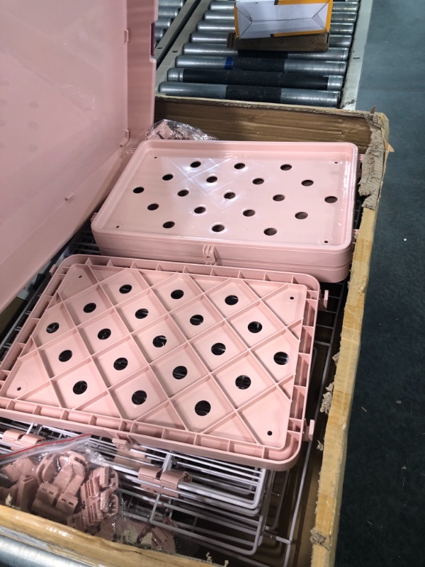 Photo 3 of 4-Tier Wire Cat Cage Playpen Kennel, Cat Catios Large Space 30 x 20 x 52.5 Inches for 1-3 Cats, Pink Cat Crate with 3 Platforms 3 Front Doors 2 Ramp Ladders