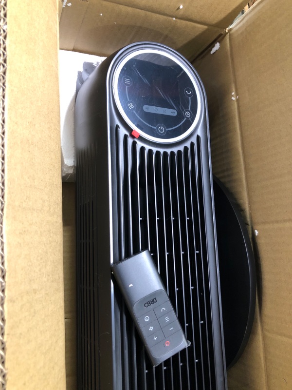 Photo 4 of ***PARTS ONLY*** Dreo Nomad One Tower Fan with Remote, 24ft/s Velocity Quiet Cooling Fan, 90° Oscillating Fan with 4 Speeds, 4 Modes, 8H Timer, Bladeless Fan, Standing Floor Fans, Black, (DR-HTF007) Black Standard