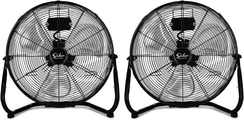 Photo 1 of 20 Inch 3-Speed High Velocity Heavy Duty Metal Industrial Floor Fan for Warehouse,Workshop, Factory and Basement, Black