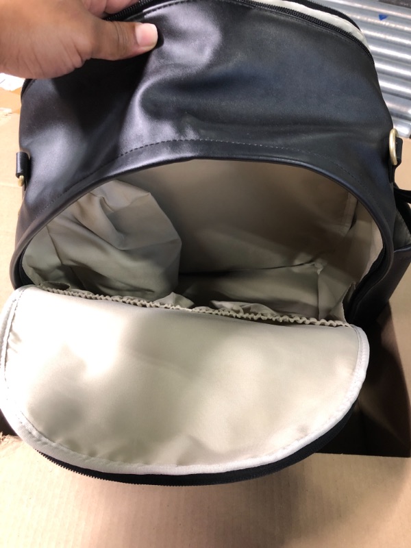 Photo 1 of Skip Hop Diaper Bag Backpack: Greenwich Multi-Function Baby Travel Bag with Changing Pad and Stroller Straps, Vegan Leather, Black (Discontinued by Manufacturer)