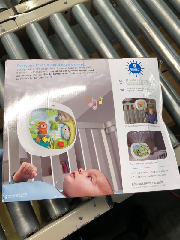 Photo 3 of Fisher-Price Settle & Sleep Projection Soother, Crib-attaching Baby Soother with Gentle Music, Lights, and Moving Animal pals