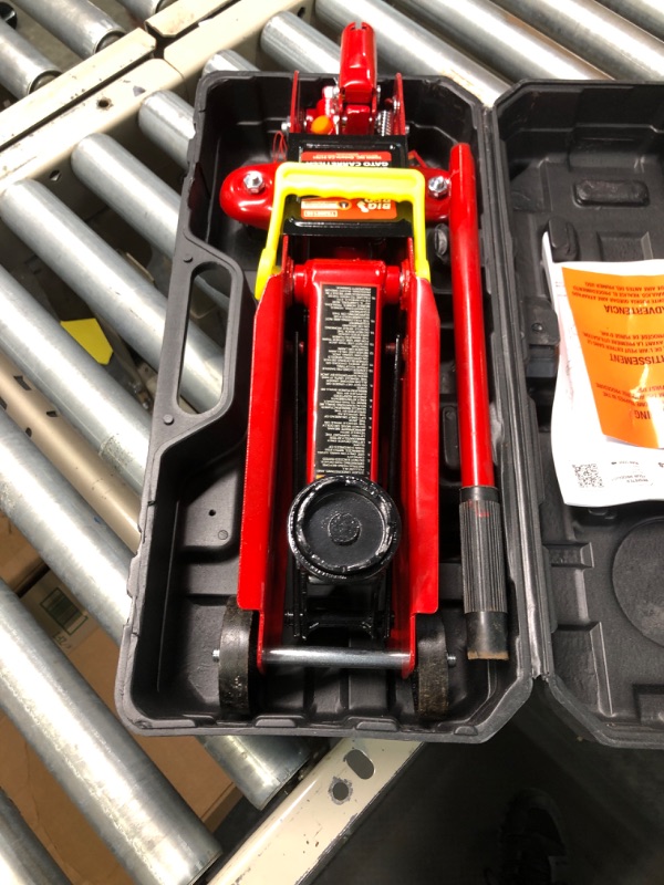Photo 4 of BIG RED TAM820014S Torin Hydraulic Trolley Service/Floor Jack with Blow Mold Carrying Storage Case, 1.5 Ton (3,000 lb) Capacity, Red 1.5 Ton with Storage Case