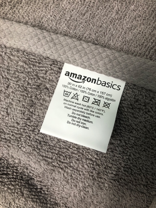 Photo 1 of Amazon Basics Quick-Dry Bath Sheet 100% Cotton - 2-Pack, Platinum