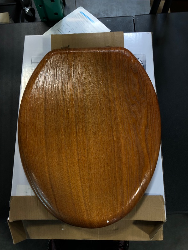 Photo 2 of Angel Shield Durable Wood Veneer Natural Toilet Seat Metal Hinged Easy Clean Anti-scratch American Standard(Elongated,Wood Color) Elongated-18.5” Wood