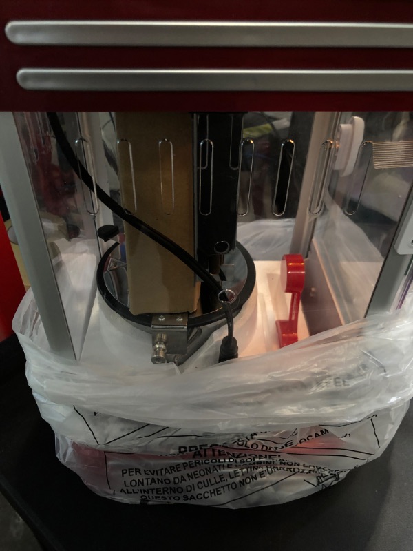 Photo 3 of KAPAS Popcorn Machine, Red Tabletop Popcorn Popper Maker with Accessories