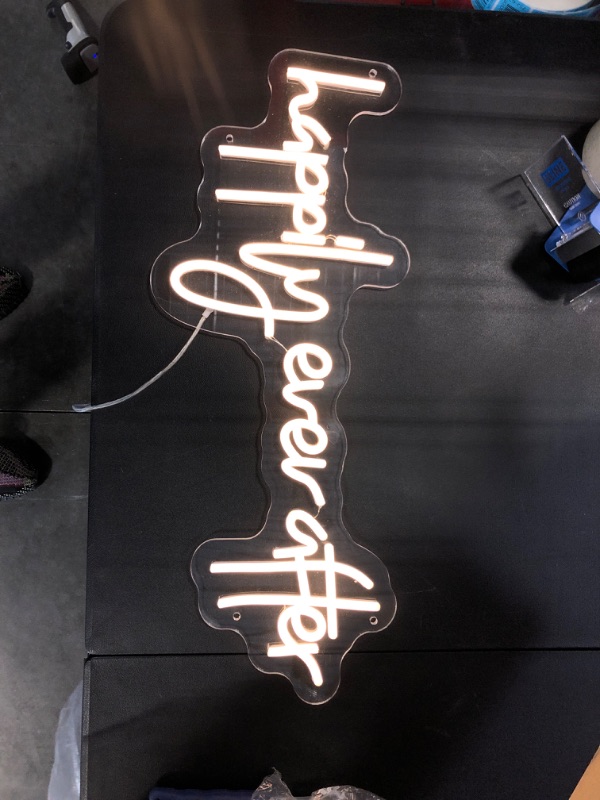 Photo 1 of KAEGORT Happily Ever After Neon Sign Led Light, Custom Neon Sign, Decoration Hand Crafted Wall Hangings, Wedding Neon Sign, Bridal Decor Signs Warm White 60 CM
