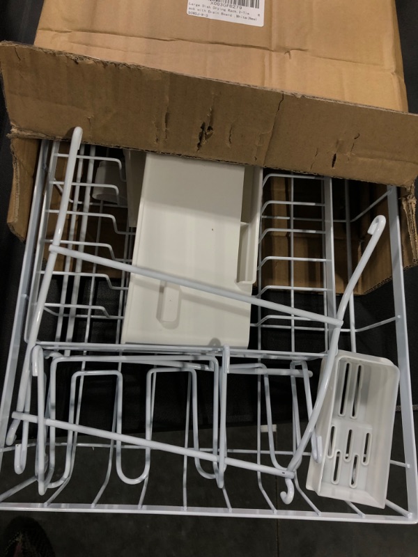 Photo 2 of 7 code Large Dish Drying Rack,2-Tier Dish Racks for Kitchen Counter,Detachable Large Capacity Dish Drainer Organizer with Utensil Holder, Dish Drying Rack with Drain Board ,White