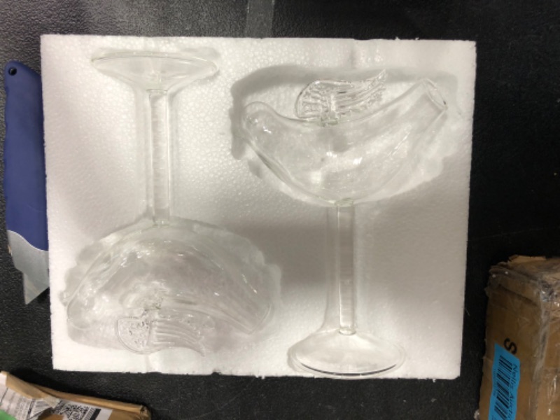 Photo 3 of Bird Cocktail Glass Set of 4, Transparent Martini Glass Creative Cup Juice Glass