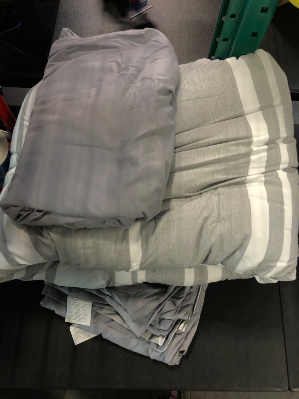 Photo 2 of BEDSURE Bed in a Bag Queen 7 Pieces, Grey White Striped Queen Bed Set, Cationic Dyeing Bedding Comforter Sets with Comforters, Sheets, Pillowcases & Shams Queen Grey