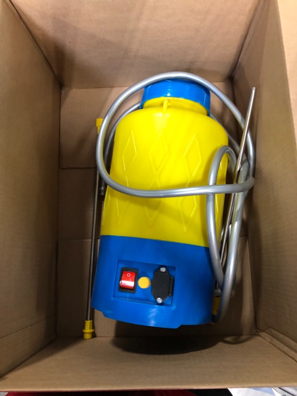 Photo 2 of CLICIC 1.3 Gallon Portable Battery Powered Sprayer with Long-Life Battery - Includes Adjustable Shoulder Strap, Yellow