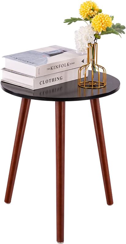 Photo 1 of Apicizon Round Side Table, White Nightstand Coffee End Table for Living Room, Bedroom, Small Spaces, Easy Assembly Modern Home Decor Bedside Table with Natural Wood Legs, 16.5 x 20.5 Inches 1 A-natural