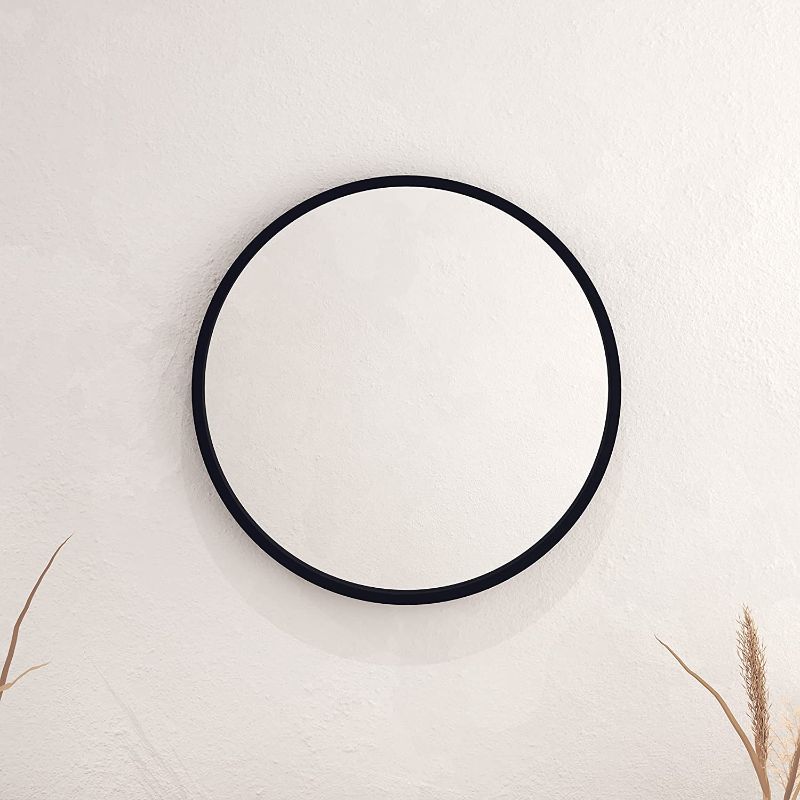 Photo 1 of Black Circle Wall Mirror 20 Inch Round Wall Mirror