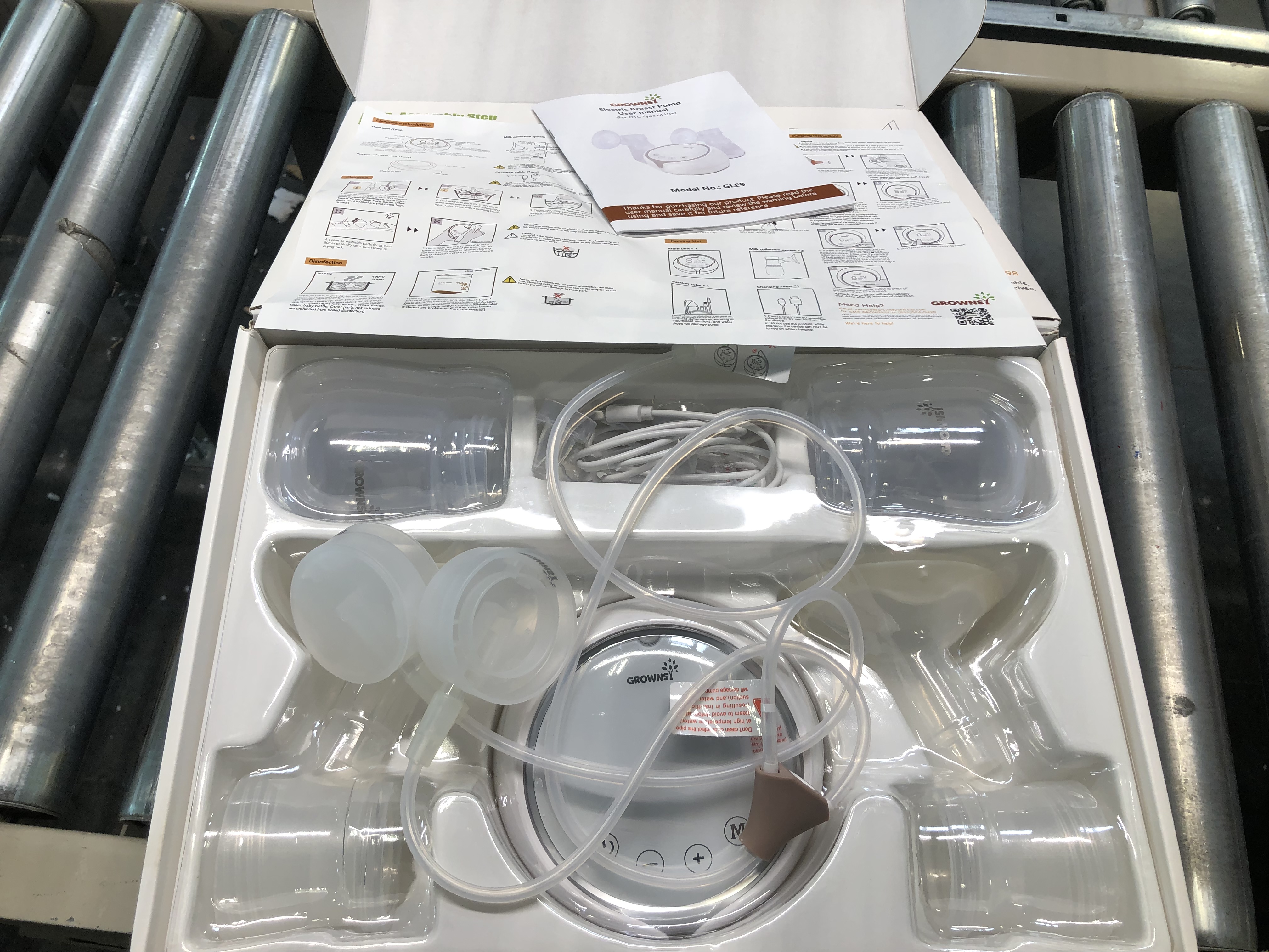 Photo 1 of GROWNSY Breast Pump, Double Electric Breast Pump, Pain Free Strong Suction Power Breast Pumps, Portable Anti-Backflow, Ultra Quiet with LED Display, 2 Modes & 9 Levels - 27mm White-1