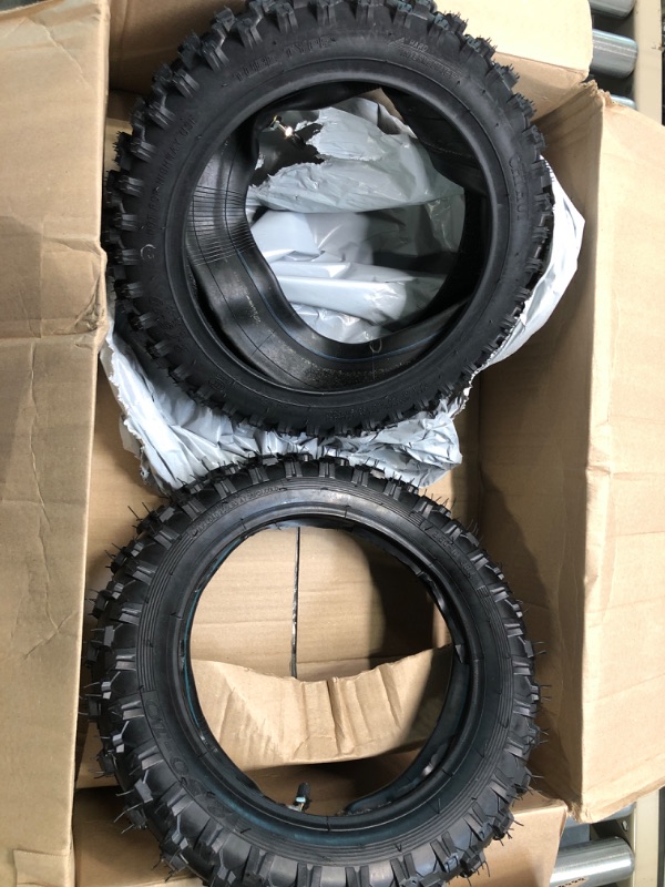 Photo 2 of (2-Set) AR-PRO 2.50-10” and 2.75-10” Dirt Bike Tires and Inner Tubes - 2.50-10” Front Tire and Tube/2.75-10” Rear Tire and Tube - Excellent Upgrade Tires and Tubes Compatible With CRF50 and JR50