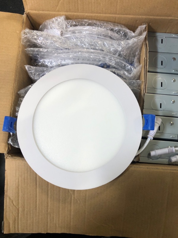 Photo 3 of VOLISUN 12 Pack 6 inch 5CCT Ultra-Thin LED Recessed Lighting with Junction Box, 2700K-5000K Selectable, 12W=110W Canless Led Recessed Light