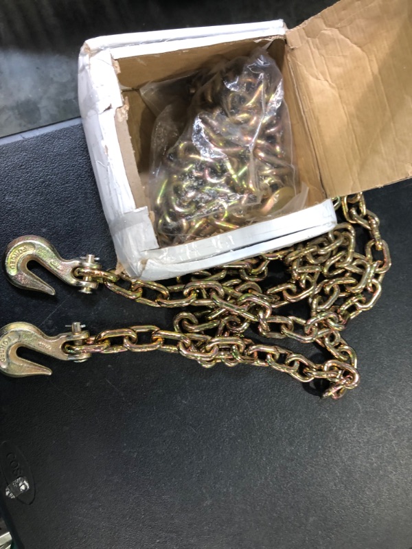 Photo 2 of Aain Transport Binder Chain for Tie Down,3/8" inch X 10' Tow Chain with Grade 70,6600 LBS Working Load Limit Clevis Grab Hooks,2 Pack 2 Pack 3/8 X 10 ft Load Chain