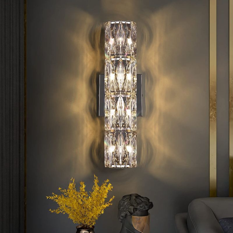 Photo 1 of Crystal Wall Sconces,Modern Luxury Wall Light Fixtures,Indoor Chrome Wall Lamp,Crystal Vanity Wall Mount Lamp,Elegant Wall Lighting for Living Room Bedroom Bathroom Hallway Doorway Stairway Bedside