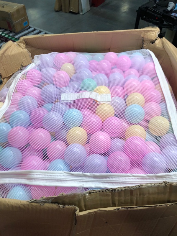 Photo 3 of Amazon Basics BPA Free Crush-Proof Plastic Ball Pit Balls with Storage Bag 6 Pastel Colors - Pack of 1000 6 Pastel Colors