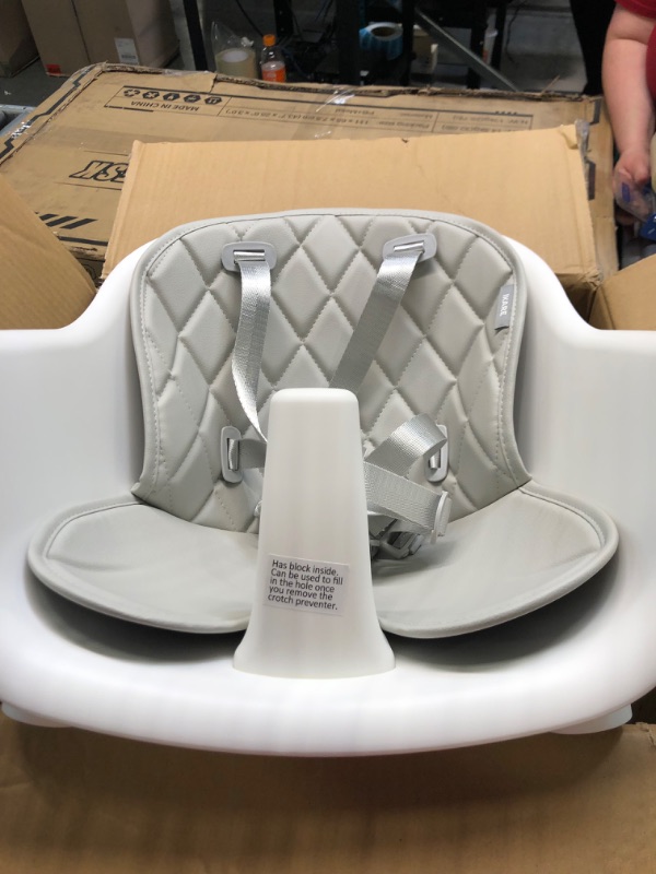 Photo 1 of IKARE Wooden Natural Baby High Chair W/ Removable Tray & Safety Harness, 3-in-1 Infant Highchair / Booster / Kid Chair | Grows with Your Child | Adjustable Legs | Modern Wood Design (Gray)