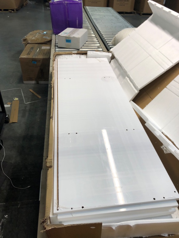 Photo 1 of LVSOMT Modern LED TV Stand with Storage, Entertainment Center Cabinet for Living Room, Media Console with 24 Color Lighting (Wood White - RGB)