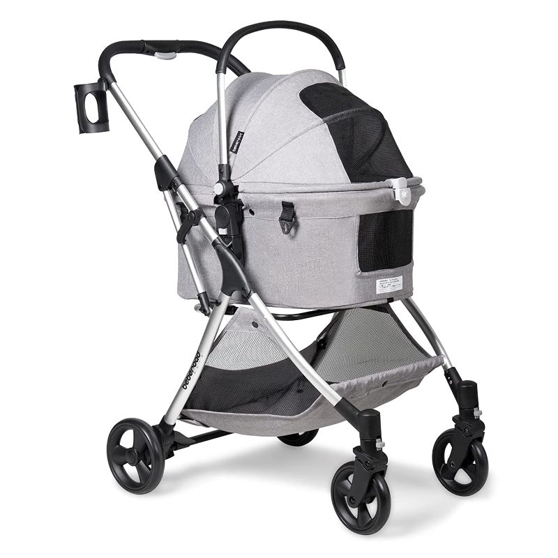 Photo 1 of BEBEROAD PETS Dog Stroller & Cat Stroller, with Removable & Multi-Functional Basket Carrier, Medium, Grey