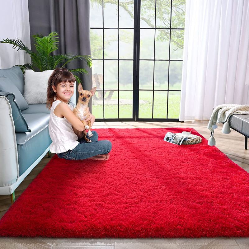 Photo 1 of  Area Rugs for Living Room, Super Soft Fluffy Fuzzy Rug for Bedroom - 6 ft by 9 ft 