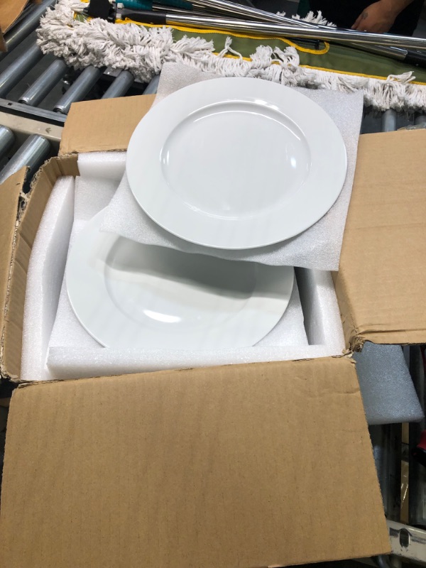 Photo 2 of amHomel 12-Piece White Porcelain Dinner Plates - Porcelain 10.5 inch