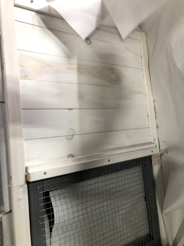 Photo 1 of 48''L Rabbit Hutch Indoor Outdoor Bunny Cage Rabbit Hutch Wood House Pet Cage for Small Animals (Grey/White)