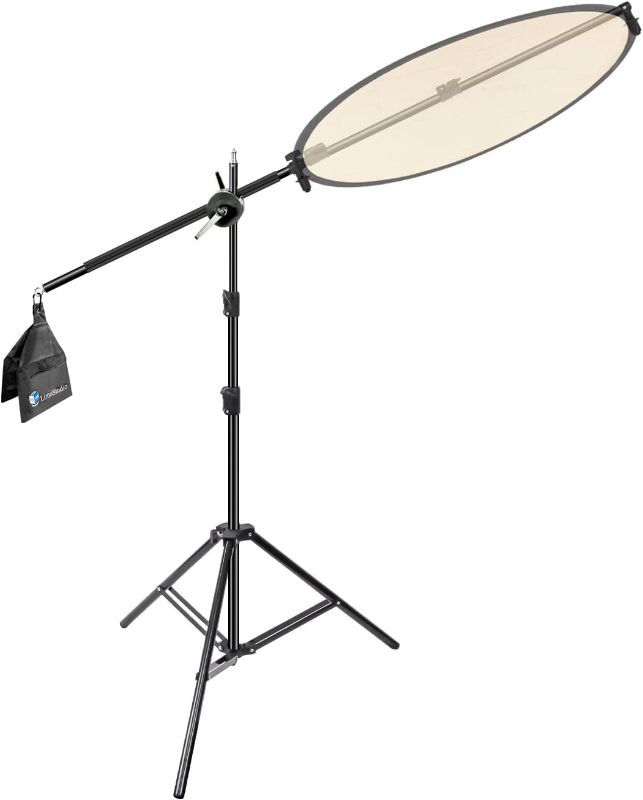 Photo 1 of LimoStudio Photo Studio 92" Tall Lighting Reflector Arm Stand Reflector Stand Holder Boom Arm, Light Stand, Sandbags Saddlebag, Adapter Clamp Connects Boom Arm to Stand, AGG812