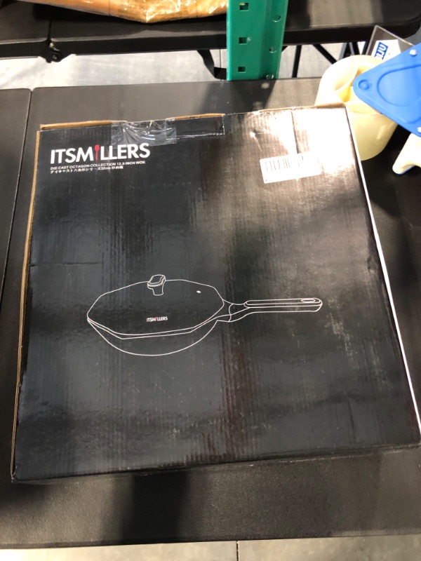 Photo 3 of ITSMILLERS Ceramic Nonstick Octagonal Wok 12.5 inch Die-cast Induction Woks and Stir Fry Pans with Glass Lid PFOA Free (Cream White)